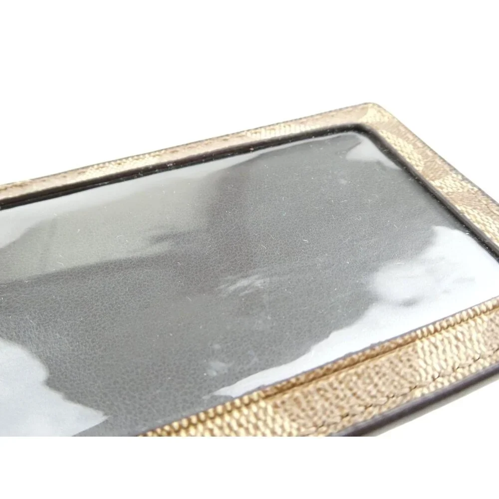 Coach Signature Khaki Brown ID Lanyard Card Holder‎